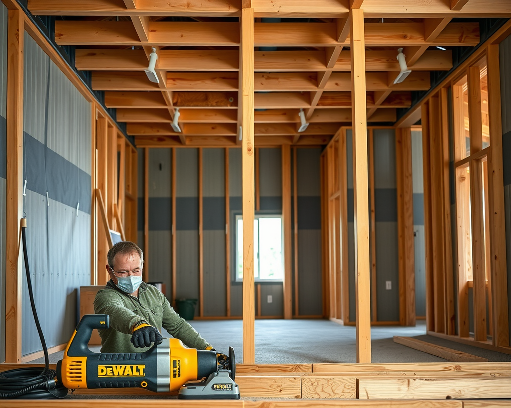 Proiect de construcție rezidențială executat de casadurabil folosind unelte DeWalt, demonstrând calitatea și precizia lucrărilor